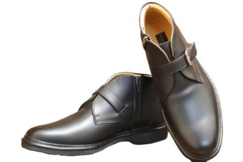 【Rinescante Valentiano22 ブラック】ベルトタイプチャッカブーツ